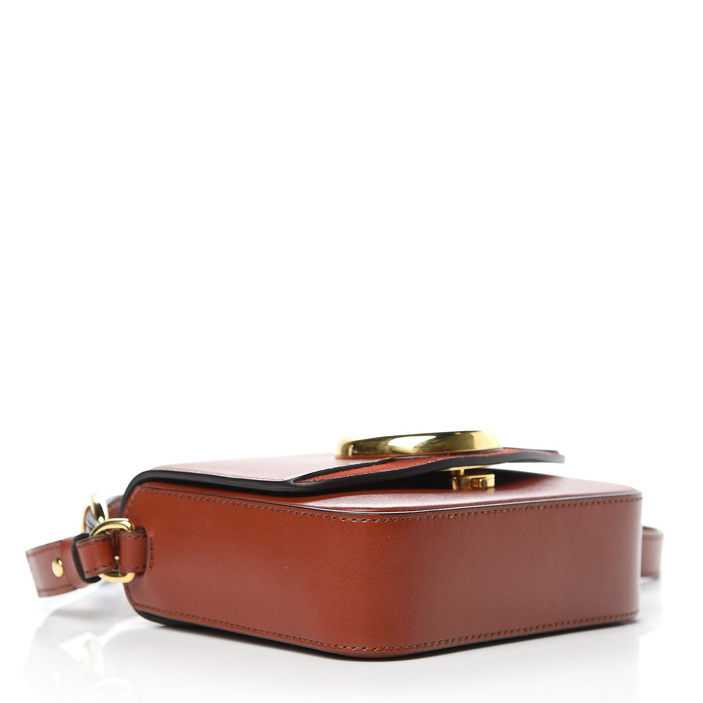 Shiny Calfskin Suede Mini C Bag Sepia Brown