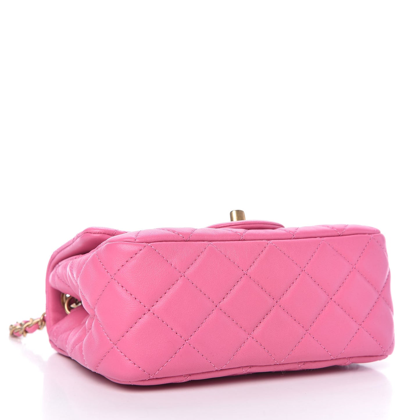 Lambskin Quilted Mini Pearl Crush Flap Pink