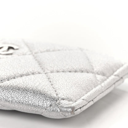Chanel Metallic Lambskin Quilted Card Holder Silver 10 of 10