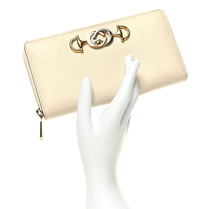 Gucci Grainy Calfskin Zumi Zip Around Wallet White 2 of 9