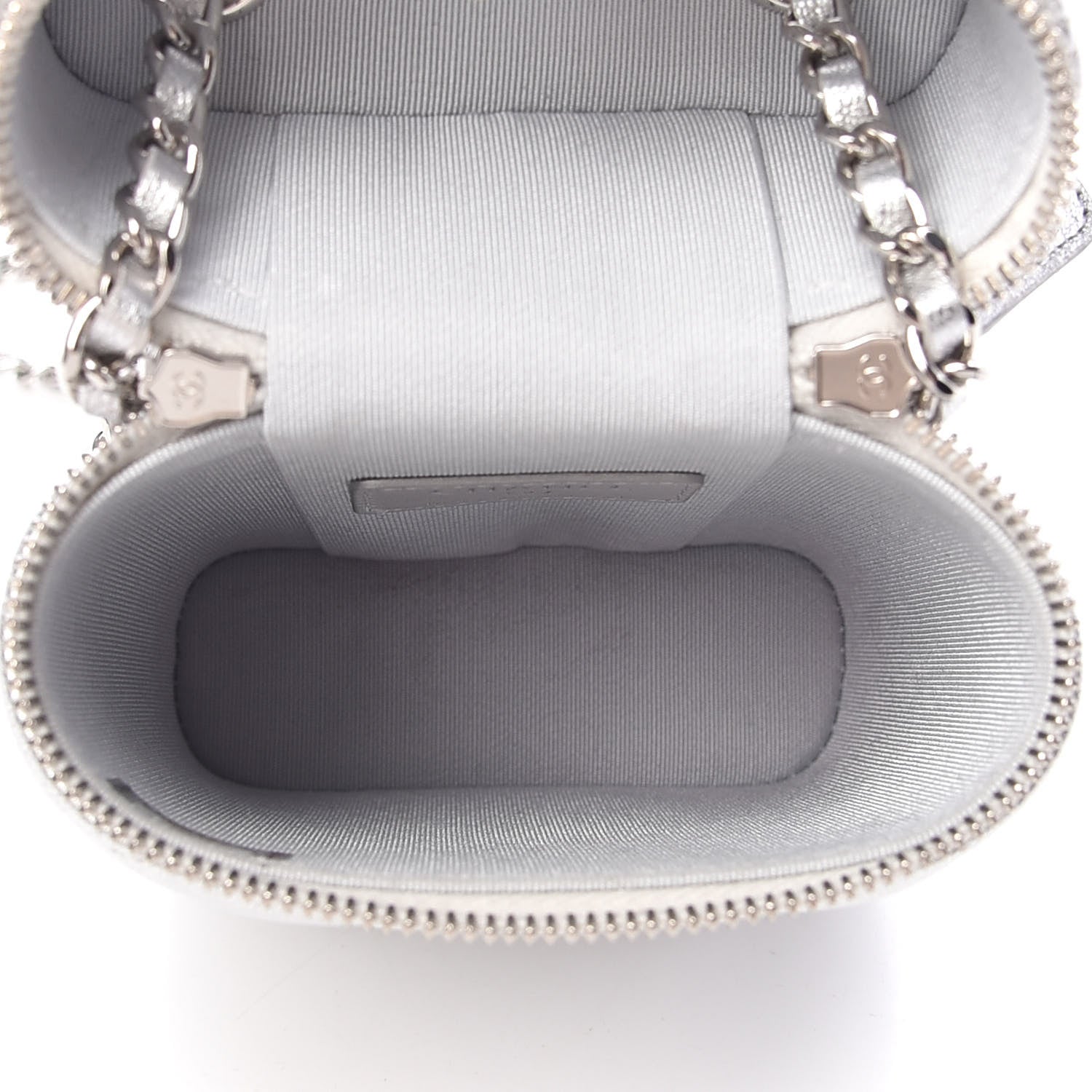 Chanel Metallic Lambskin Quilted Phone Holder With Chain Silver 5 of 10