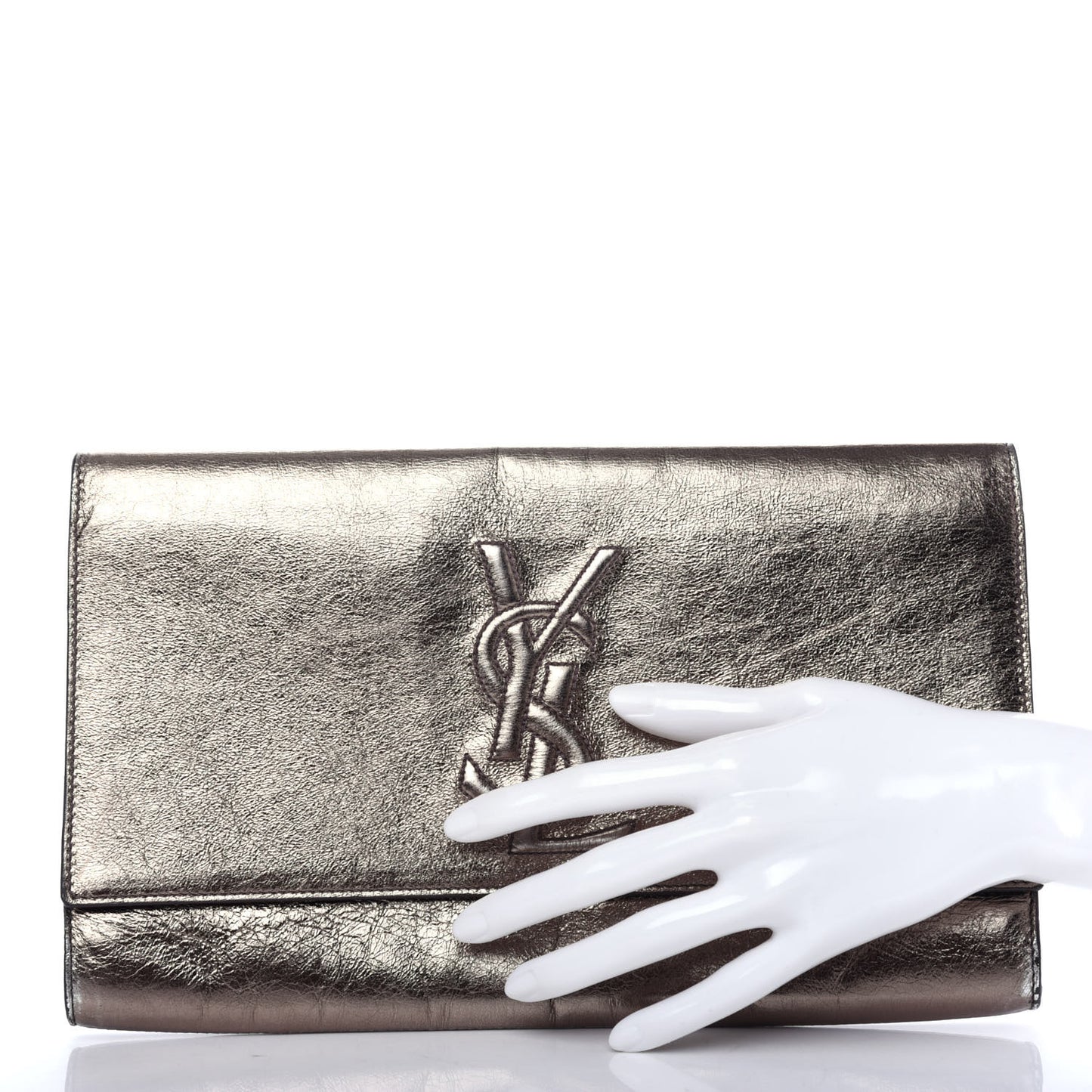 Metallic Calfskin Monogram Large Belle De Jour Clutch Gold