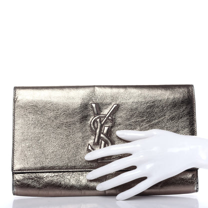 Saint Laurent Metallic Calfskin Monogram Large Belle De Jour Clutch Gold 2 of 6