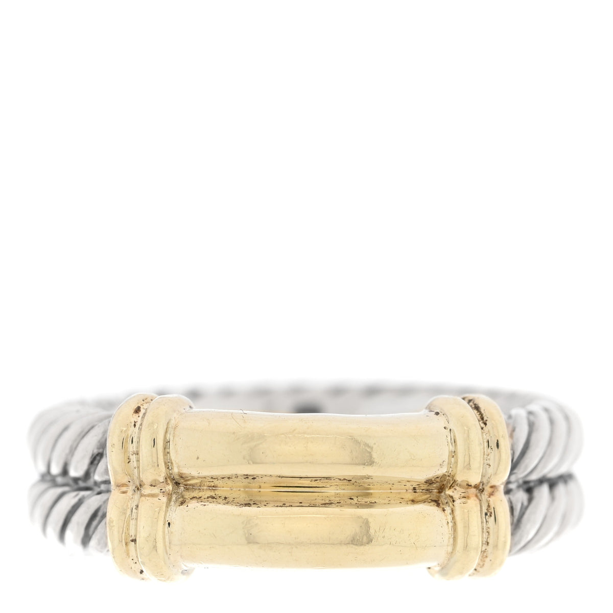 David Yurman Sterling Silver 14K Yellow Gold Metro Cable Ring 61 9.75 1 of 4