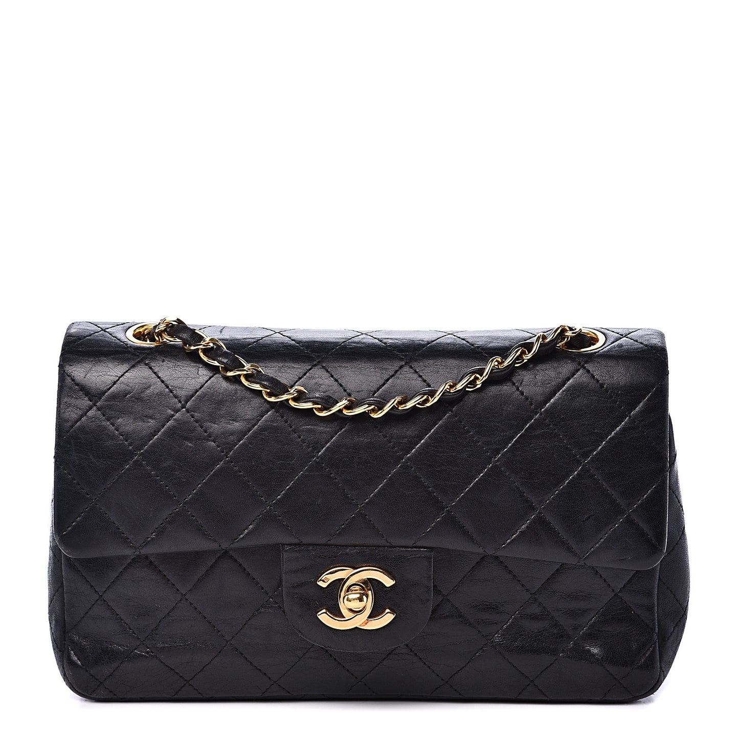 Lambskin Quilted Small Double Flap Black