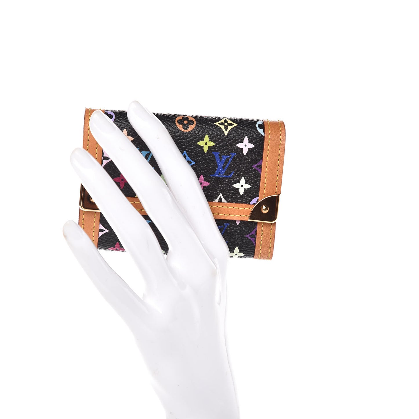 Monogram Multicolor Porte-Monnaie Plat Coin Purse Black