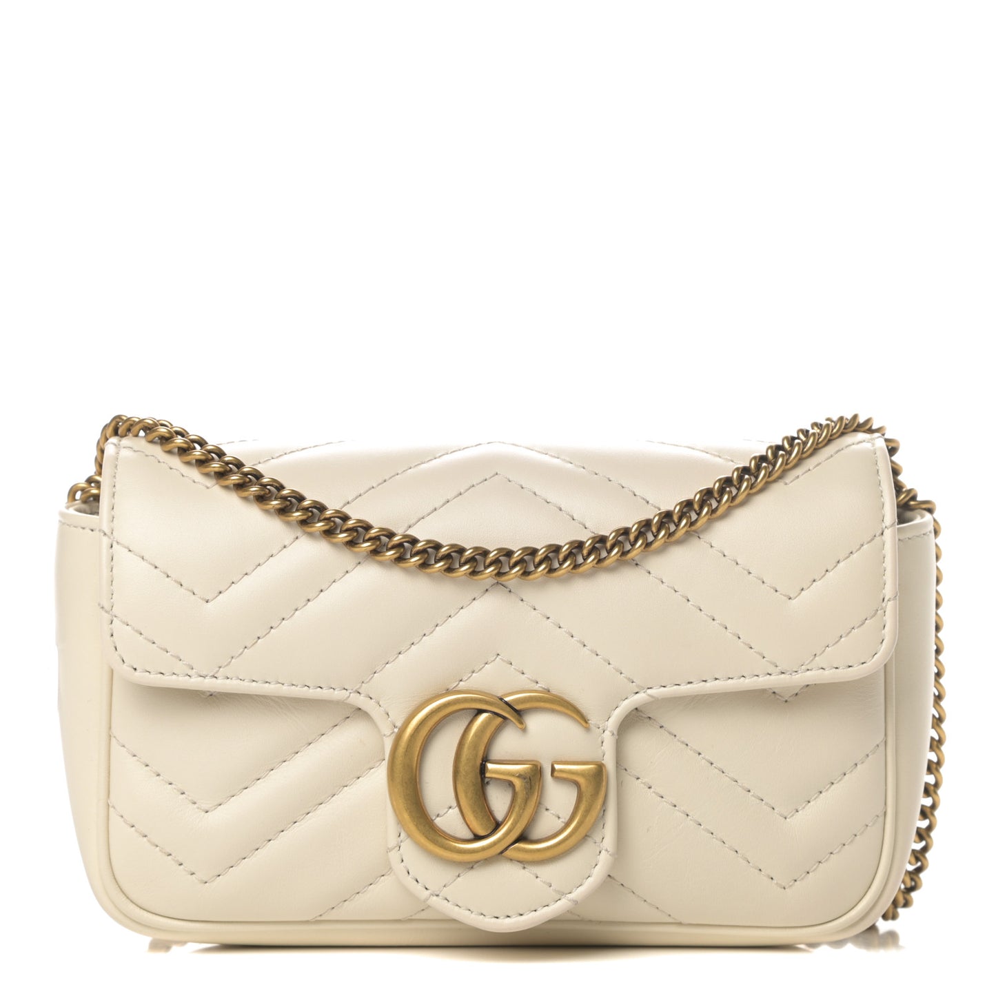 Calfskin Matelasse Super Mini GG Marmont Shoulder Bag White