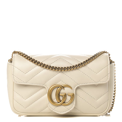 Gucci Calfskin Matelasse Super Mini GG Marmont Shoulder Bag White 1 of 11