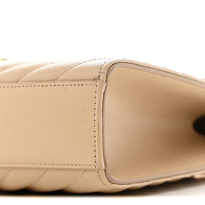 Saint Laurent Grain De Poudre Matelasse Chevron Large Monogram Satchel Nude Powder 10 of 11