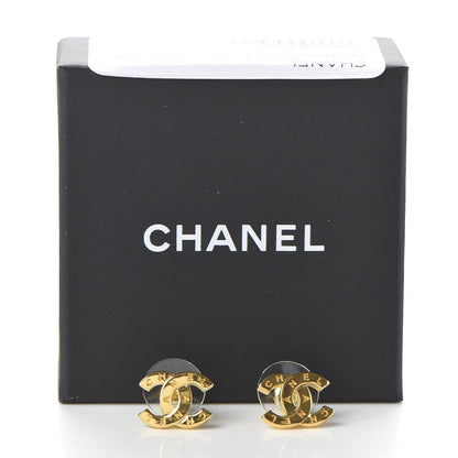 Chanel Metal CC Paris Button Stud Earrings Gold 5 of 5