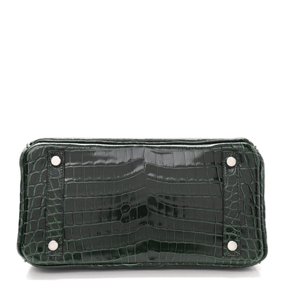 Hermes Shiny Niloticus Crocodile Birkin 25 Vert Fonce 6 of 32