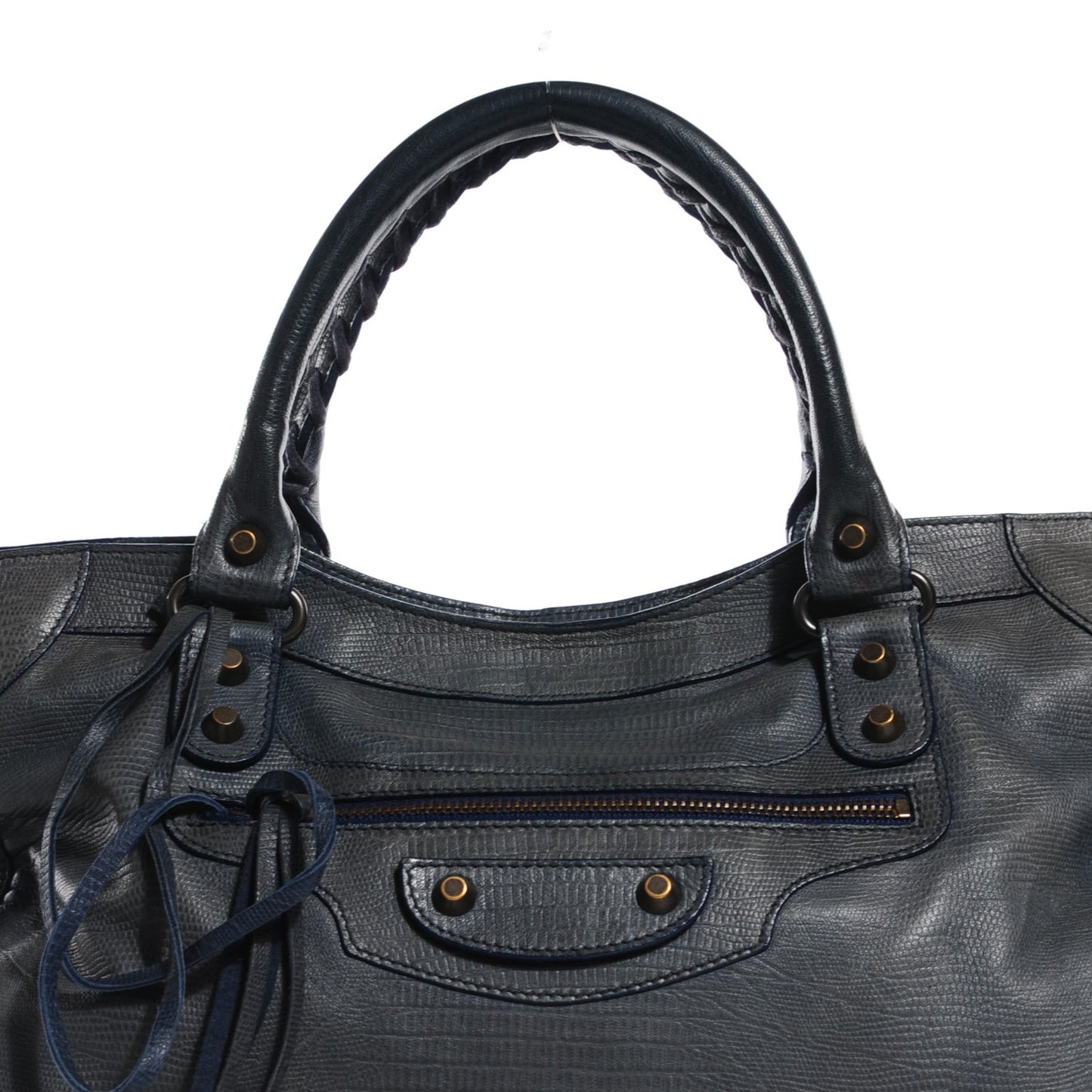 Agneau Classic Hardware Lizard Embossed City Dark Night