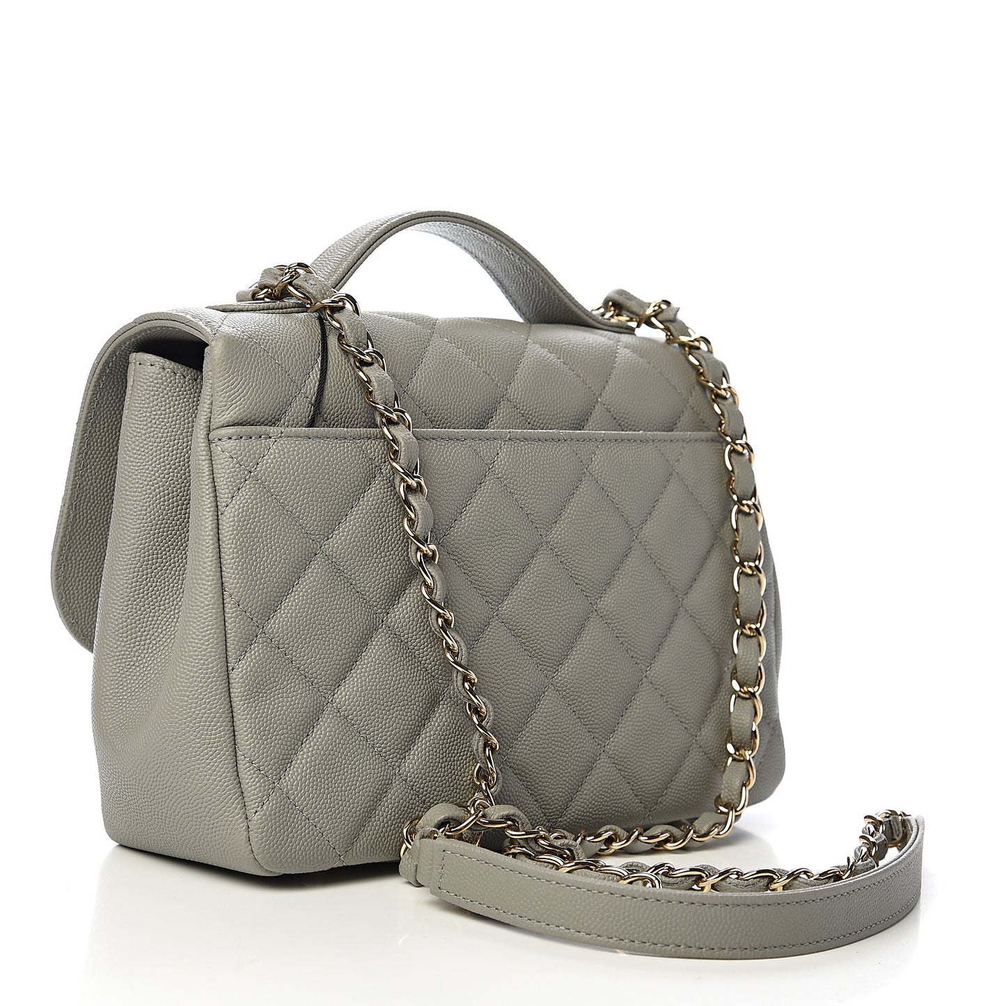 Caviar Quilted Medium Business Affinity Flap Grey
