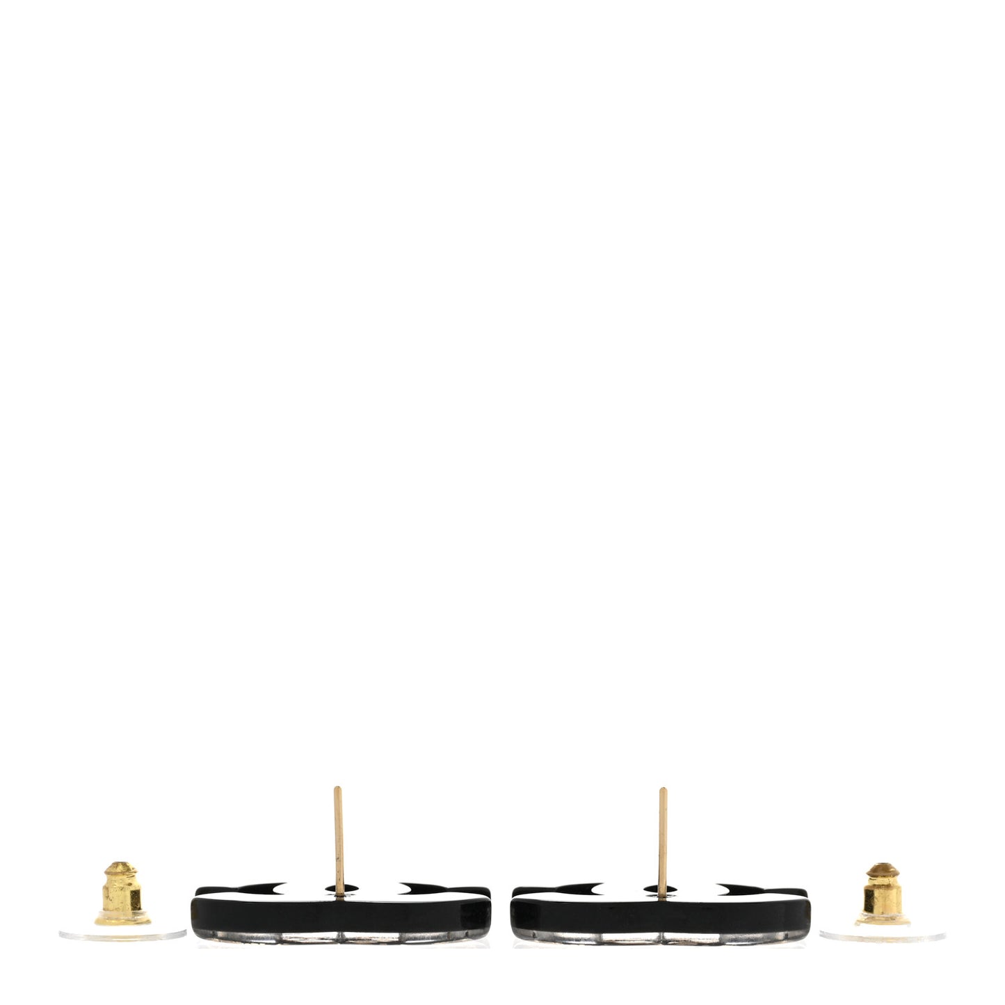 Resin CC No 5 Stud Earrings Black Gold Black Gold