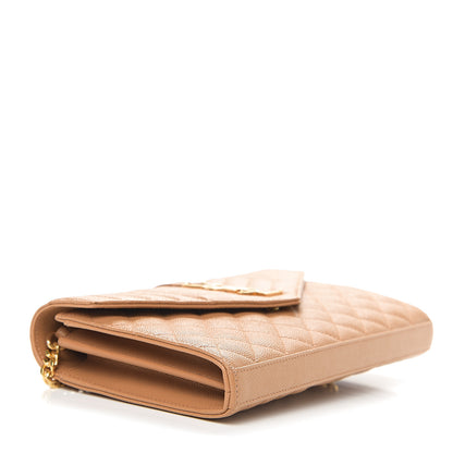 Saint Laurent Grain De Poudre Mixed Matelasse Triquilt Monogram Chain Wallet Cork 3 of 8