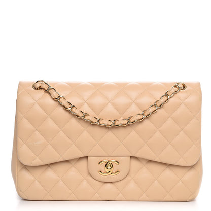 Chanel Lambskin Quilted Jumbo Double Flap Beige Clair 1 of 14