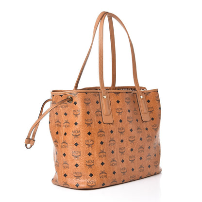 MCM Visetos Medium Liz Reversible Shopper Tote Cognac 6 of 11