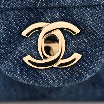 Chanel Printed Denim Quilted Mini Rectangular Flap Dark Blue 11 of 12