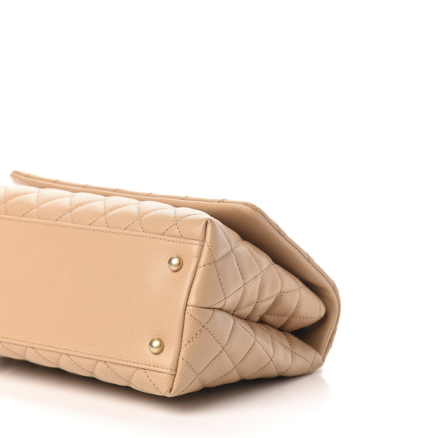 Caviar Lizard Embossed Quilted Small Coco Handle Flap Beige
