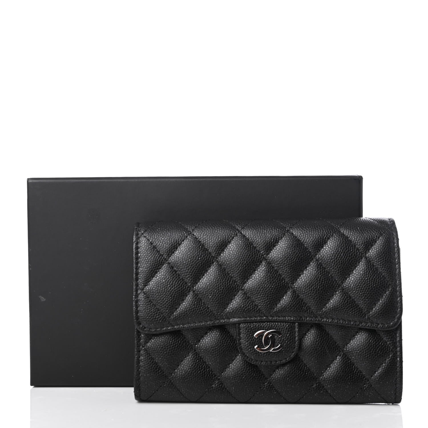 Chanel Iridescent Caviar Quilted Medium Flap Wallet Black 9 of 9