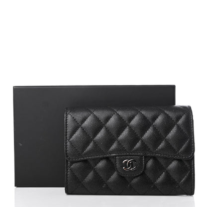 Chanel Iridescent Caviar Quilted Medium Flap Wallet Black 9 of 9