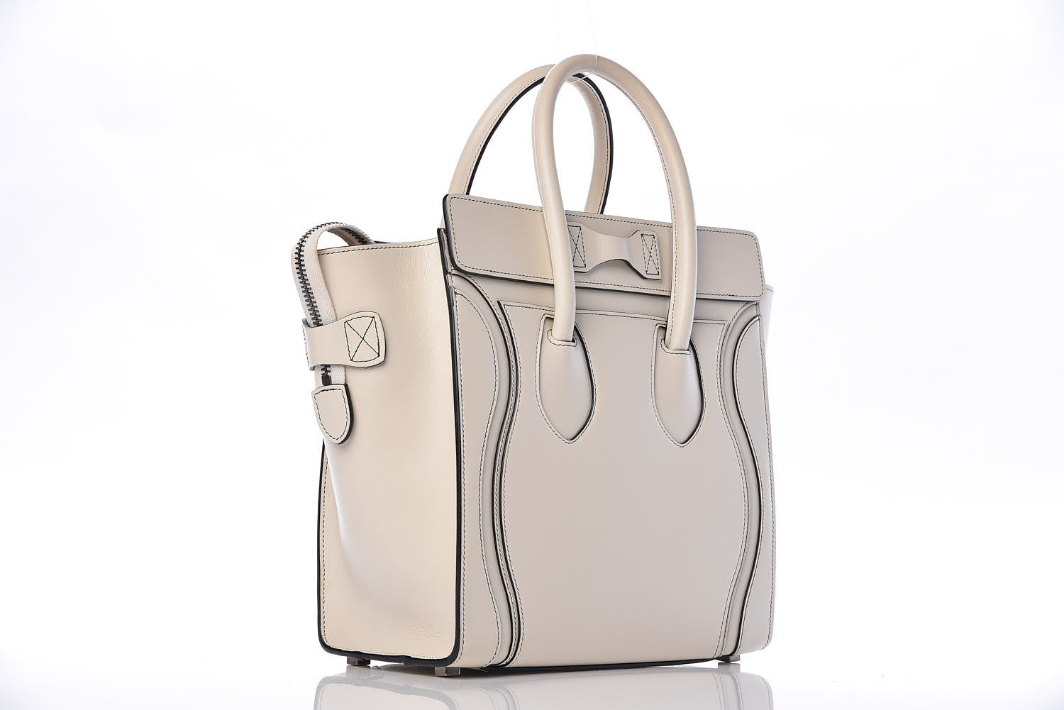 Celine Satin Calfskin Micro Debossed Luggage White 3 of 13