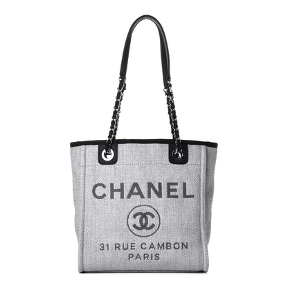 Chanel Woven Straw Raffia Mini Deauville Tote Grey 1 of 9