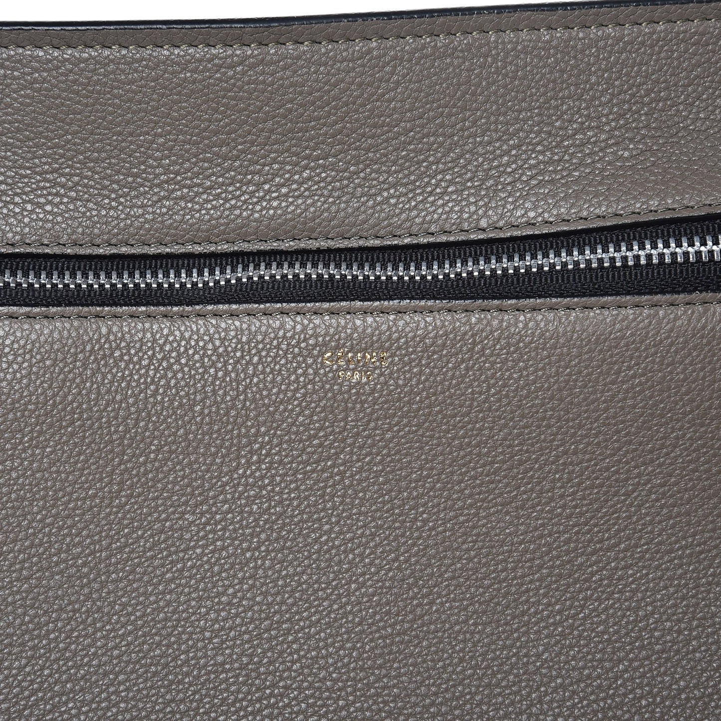 Drummed Calfskin Medium Edge Shoulder Bag Grey