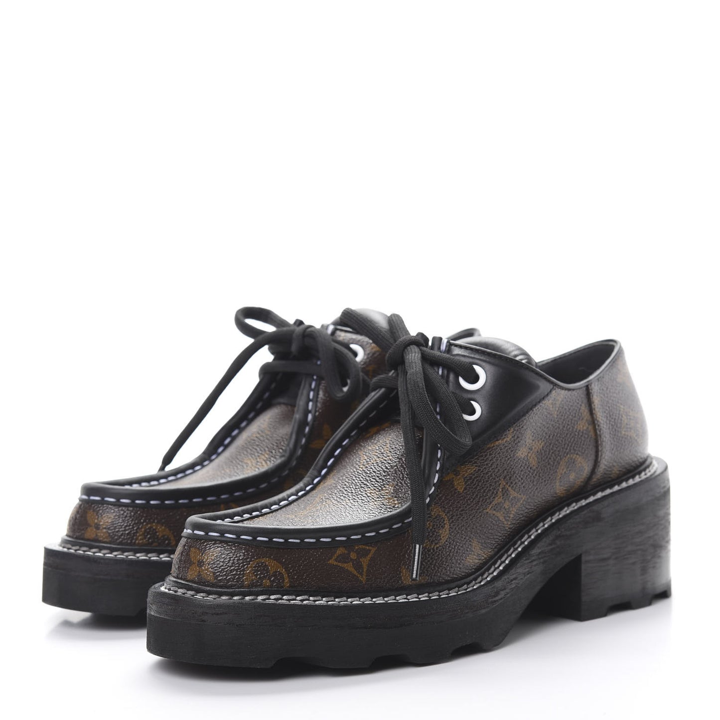 Monogram Calfskin Beaubourg Platform Derby Shoes 39 Brown