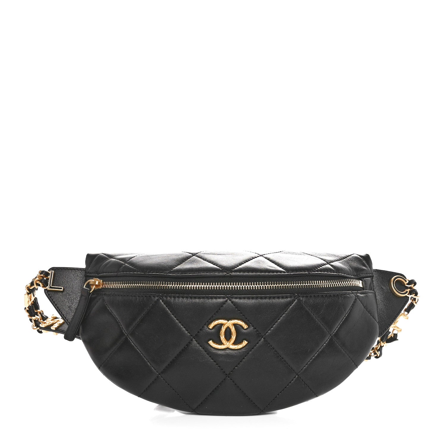 Chanel Lambskin Enamel Quilted Waist Bag Black 1 of 10