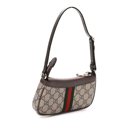 Gucci GG Supreme Monogram Textured Dollar Calfskin Web Mini Ophidia Shoulder Bag Beige Ebony New Acero 3 of 11