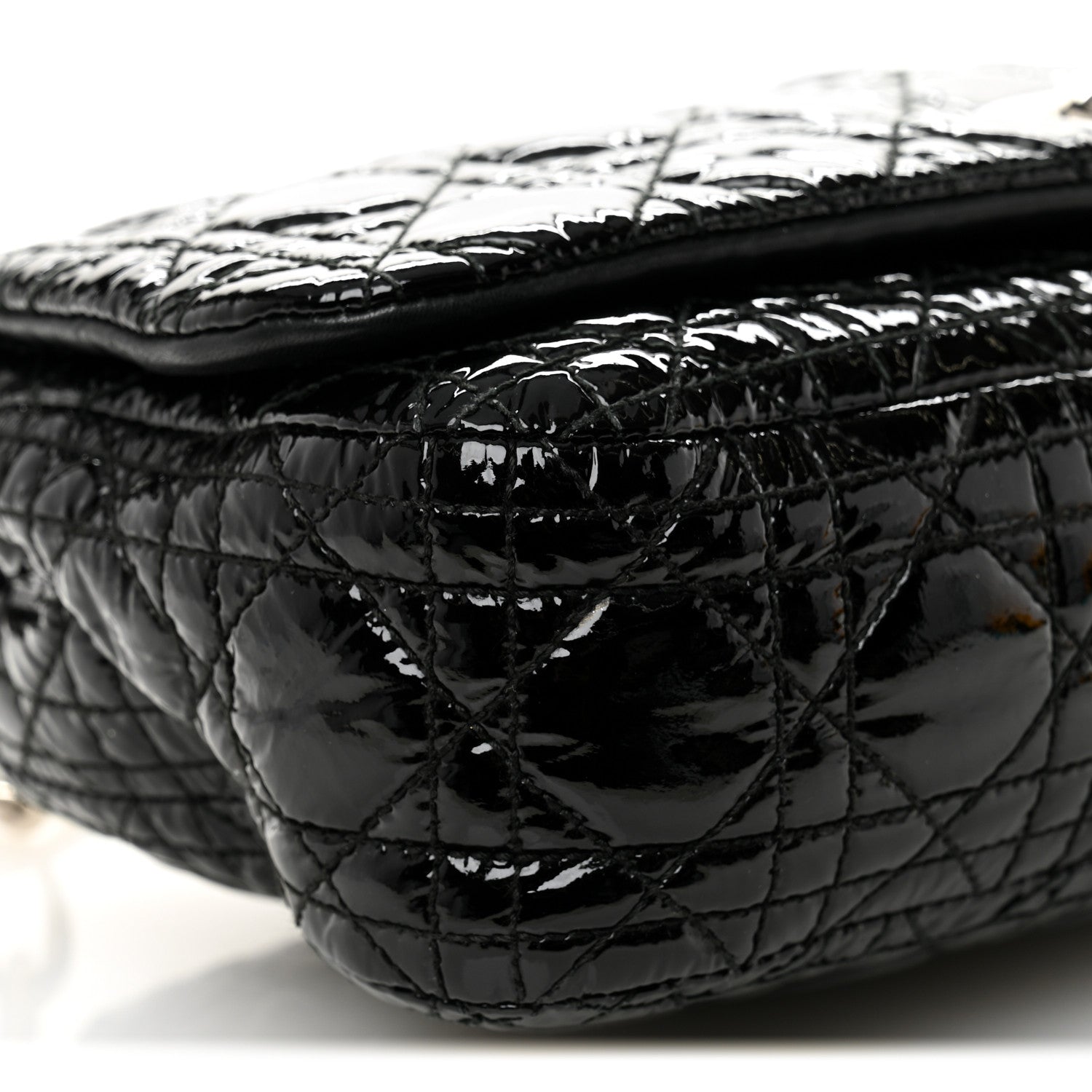 Christian Dior Patent Lambskin Cannage Rendezvous Flap Black 10 of 14