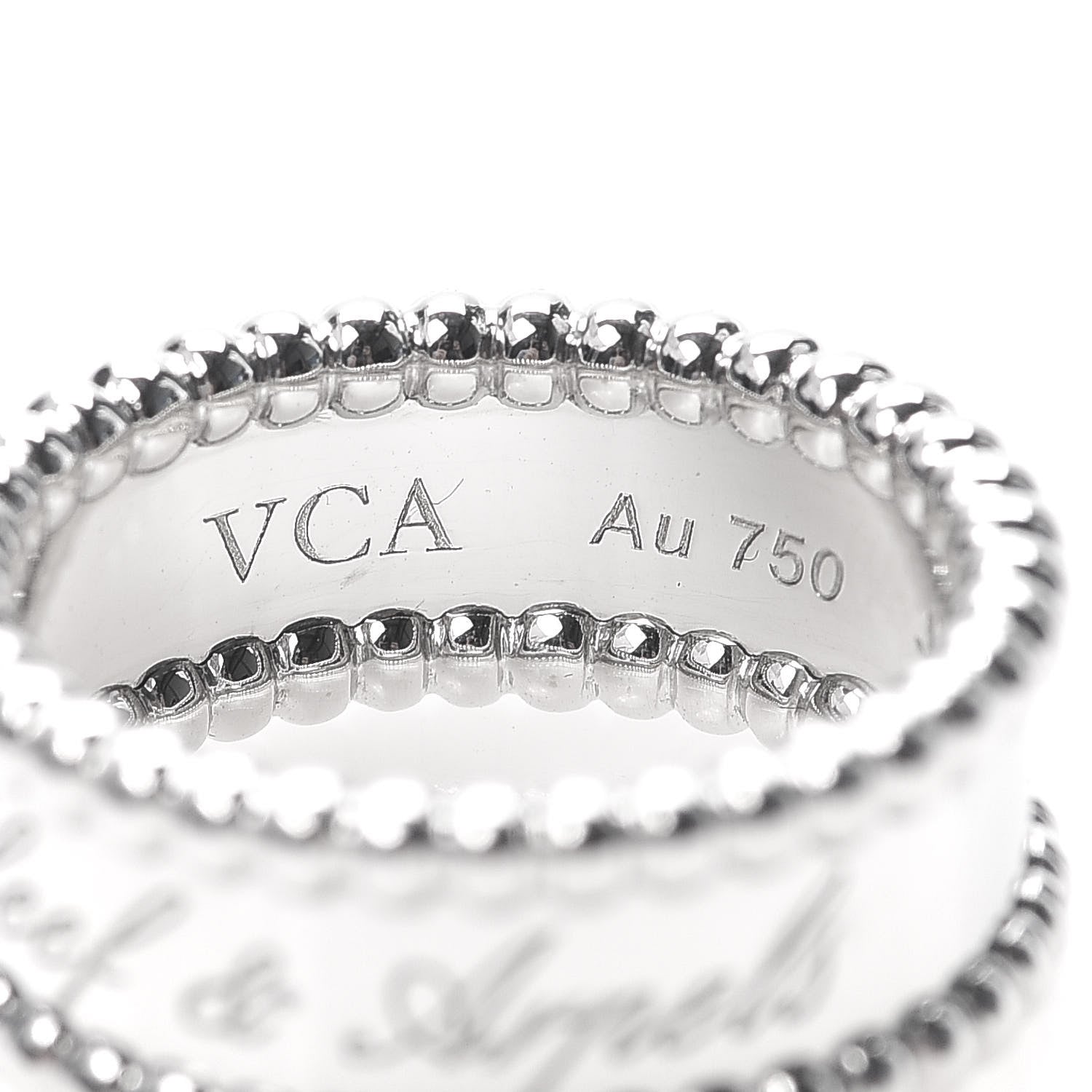 Van Cleef & Arpels 18K White Gold Perlee Signature Ring 50 5.25 6 of 6