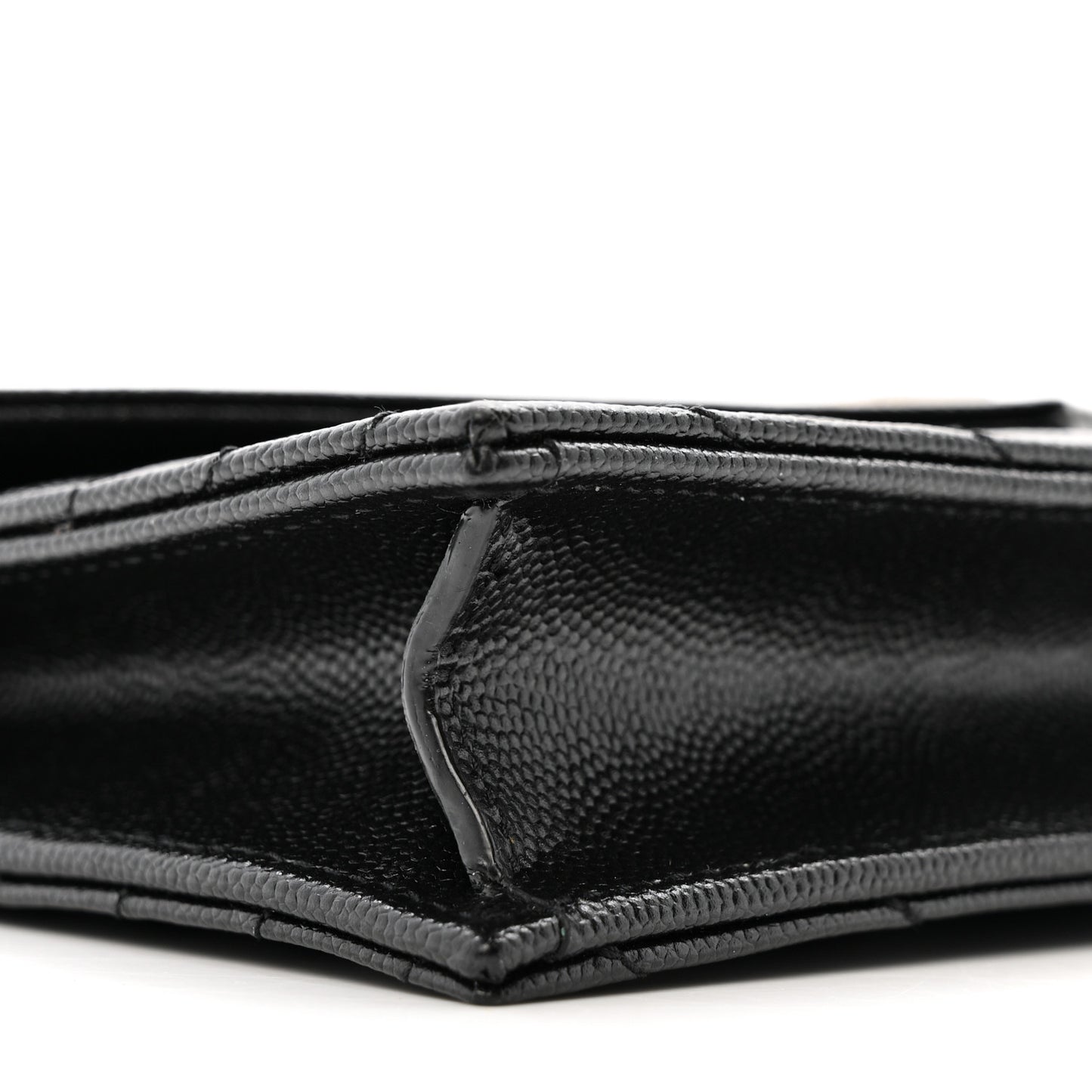 Grain De Poudre Matelasse Chevron Monogram Envelope Chain Wallet Black