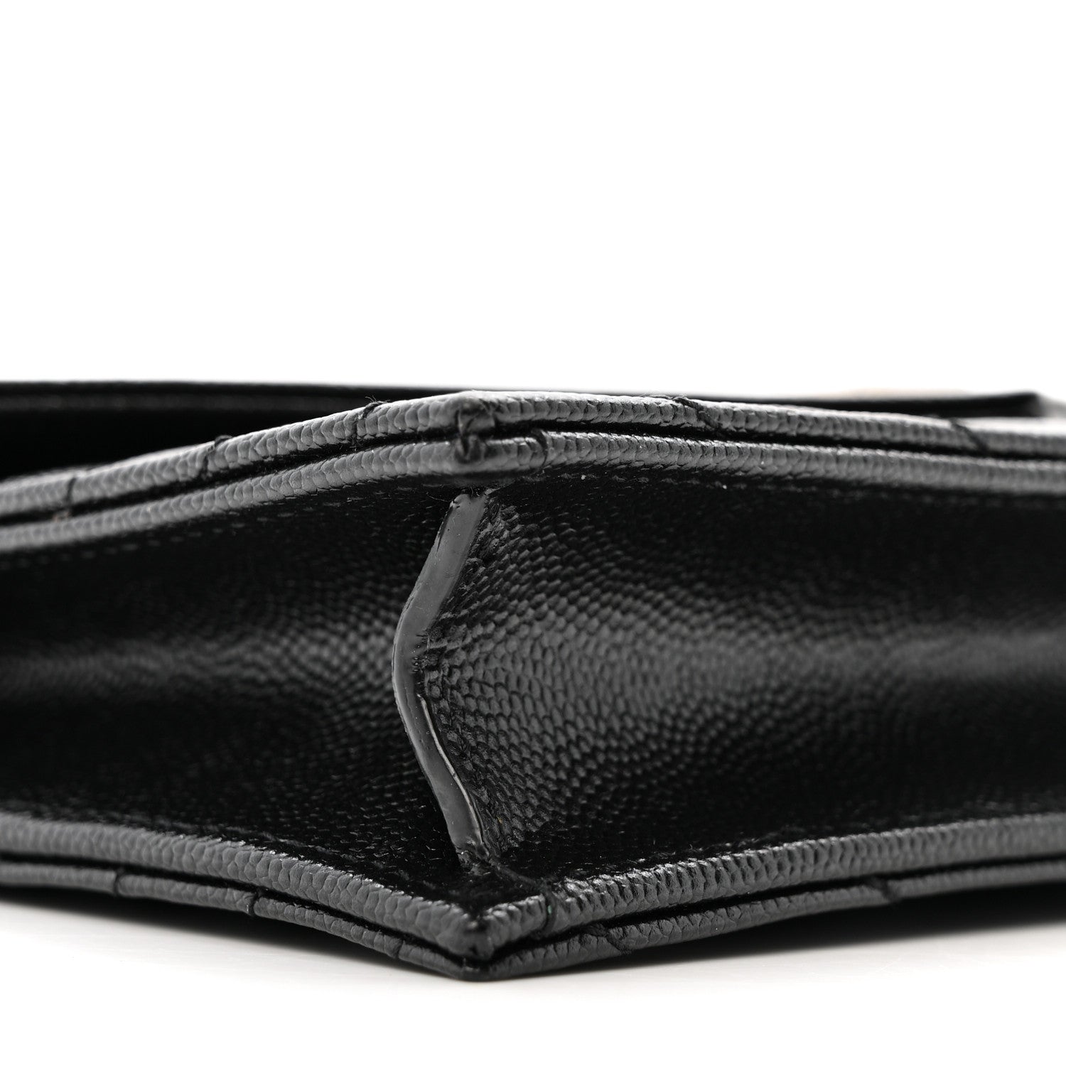 Saint Laurent Grain De Poudre Matelasse Chevron Monogram Envelope Chain Wallet Black 8 of 11
