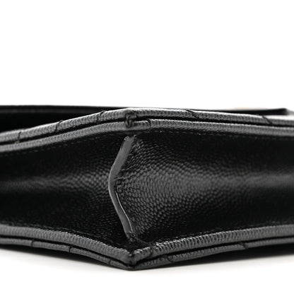 Saint Laurent Grain De Poudre Matelasse Chevron Monogram Envelope Chain Wallet Black 8 of 11