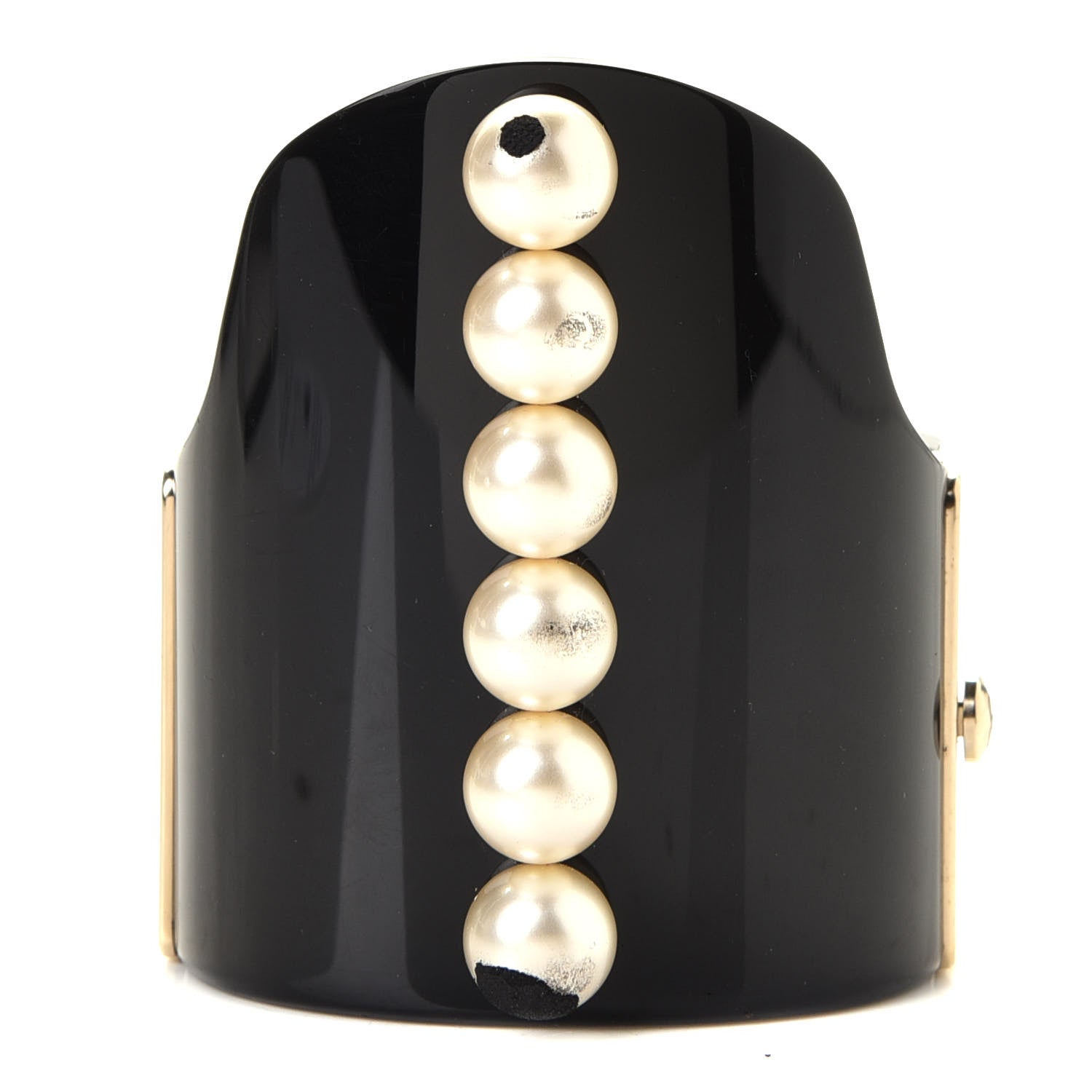 Chanel Resin Pearl CC Cuff Black 2 of 3