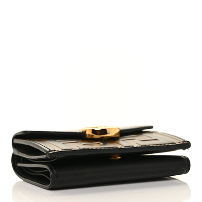 Fendi Vitello Liberty F is Fendi Bi-Color FF 1974 Embossed Micro Tri-Fold Envelope Wallet Maya Black 4 of 8