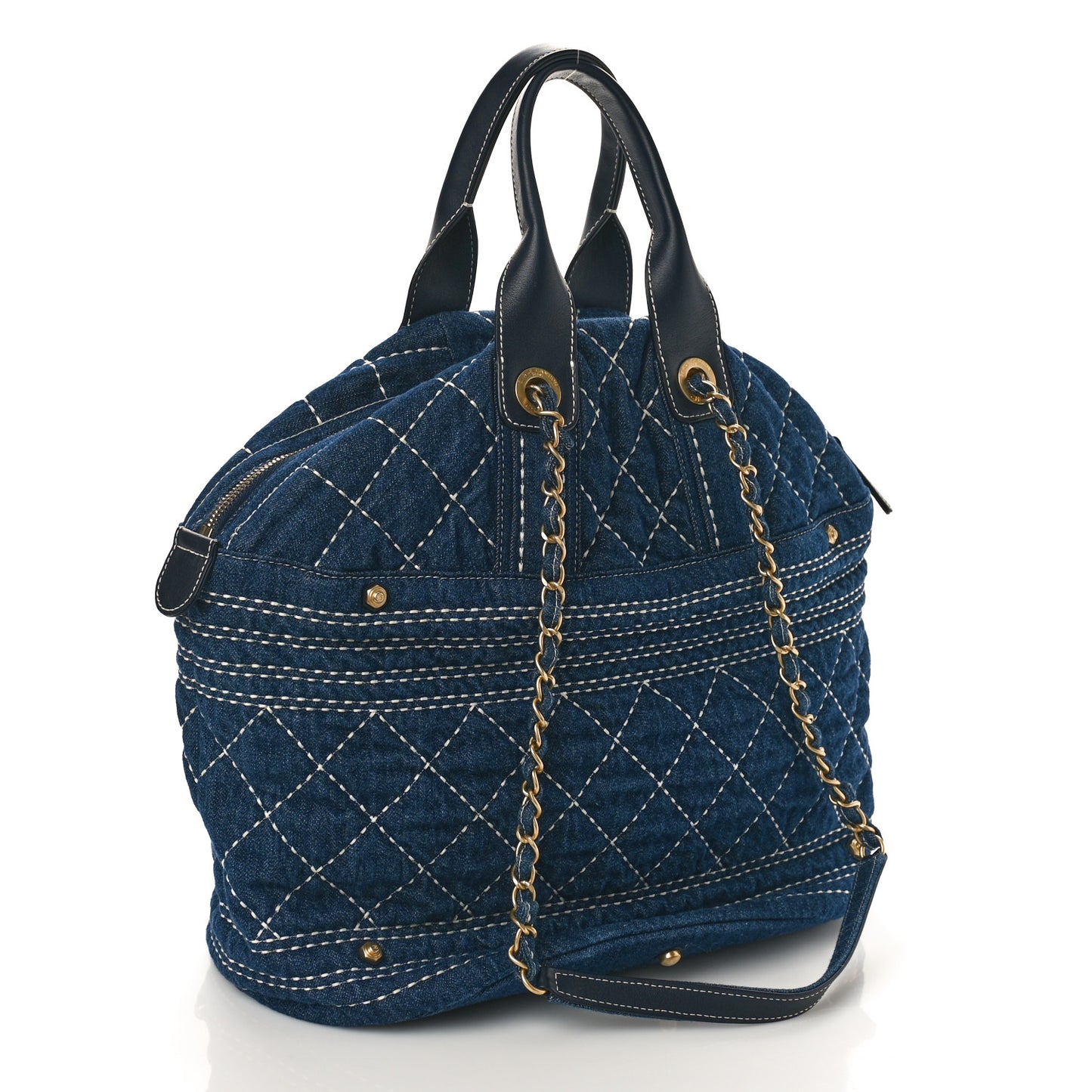 Denim Quilted CC Denim Trip Shoulder Bag Blue