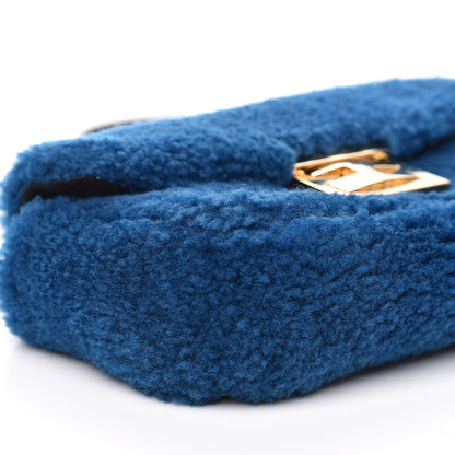 Fendi Shearling Nappa Mini Be Baguette Shoulder Bag Blue Black 8 of 10
