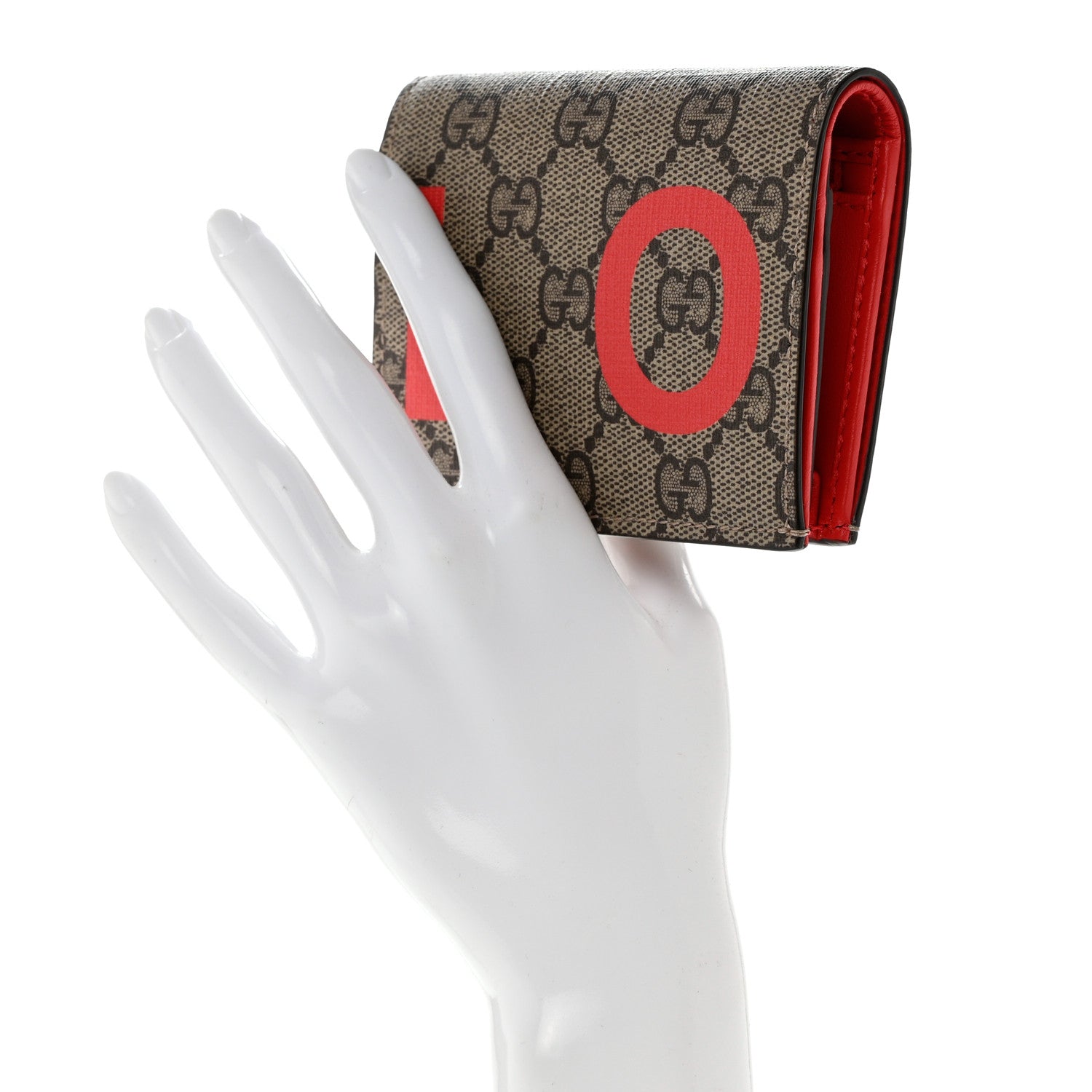 Gucci GG Supreme Monogram Moon Calfskin Love Valentines Day Card Case Beige Ebony New Geranium 2 of 8