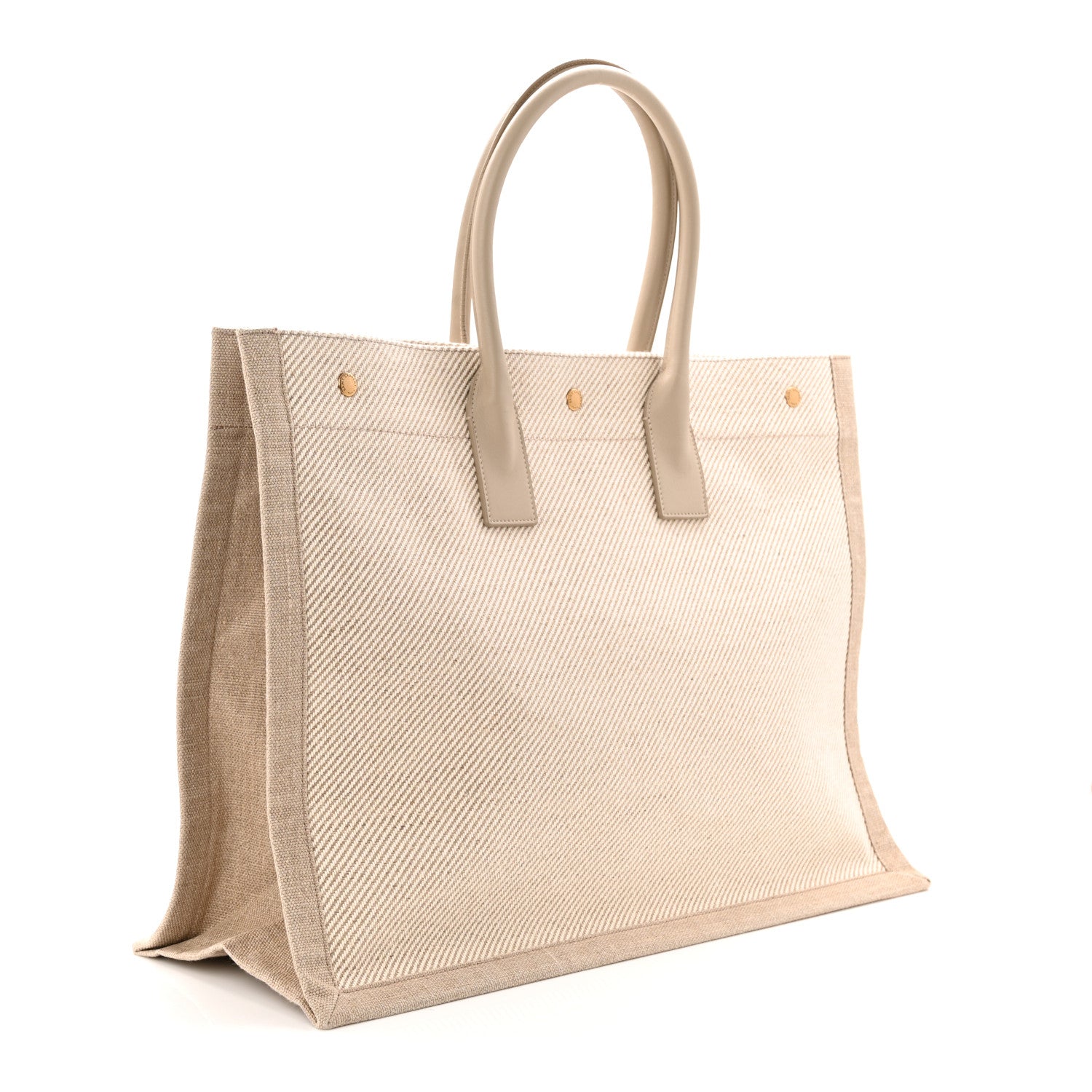 Saint Laurent Linen Calfskin Rive Gauche Tote Beige Sea Salt 3 of 10