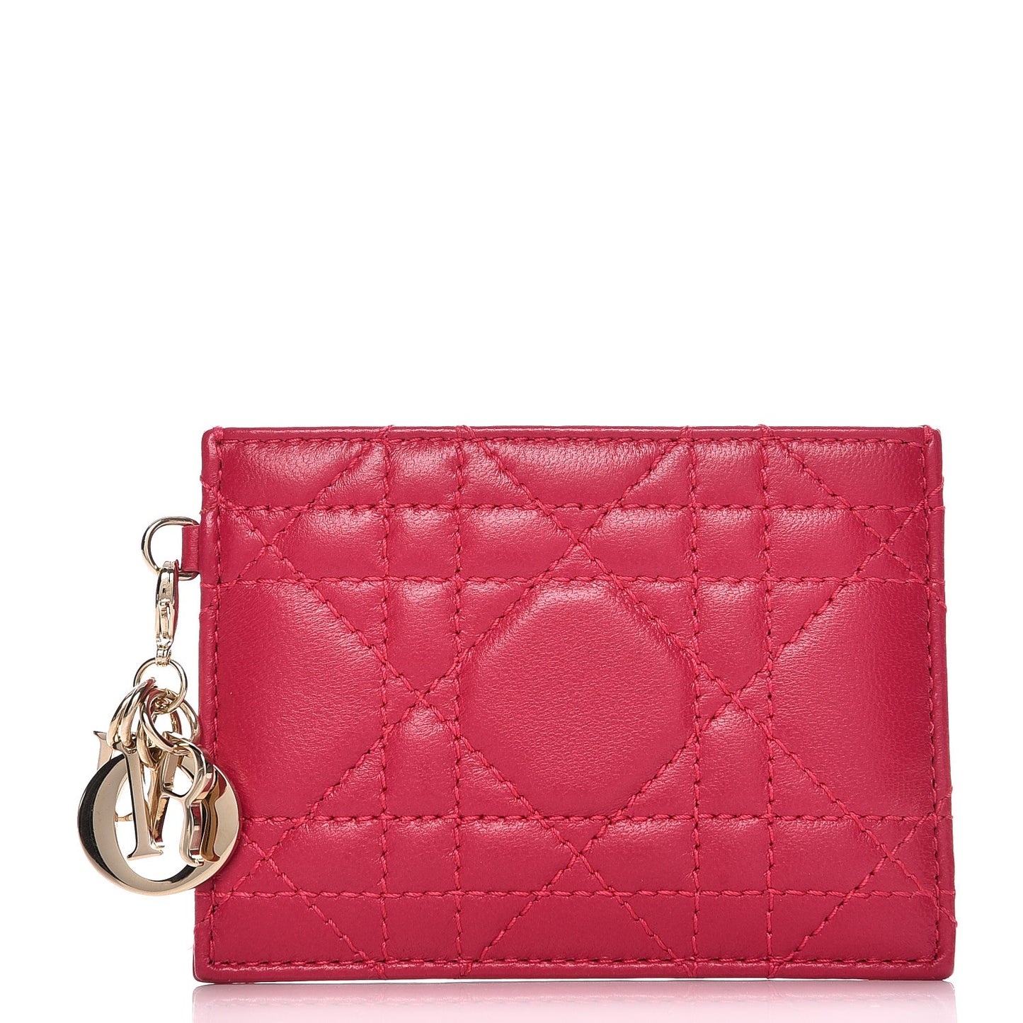 Lambskin Cannage Lady Dior Card Holder Pink