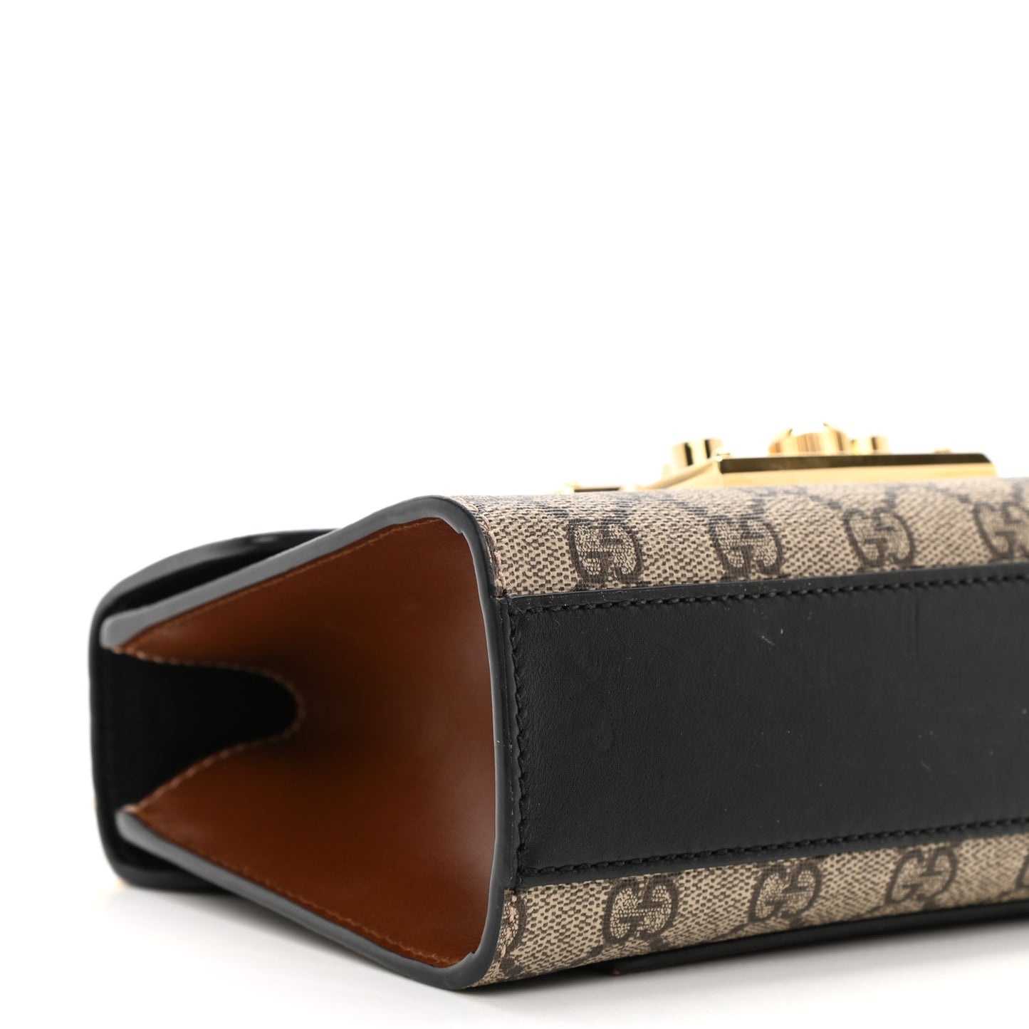 GG Supreme Monogram Calfskin Small Padlock Shoulder Bag Beige Black Cuir