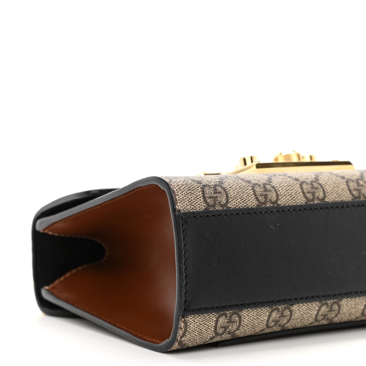 Gucci GG Supreme Monogram Calfskin Small Padlock Shoulder Bag Beige Black Cuir 9 of 15
