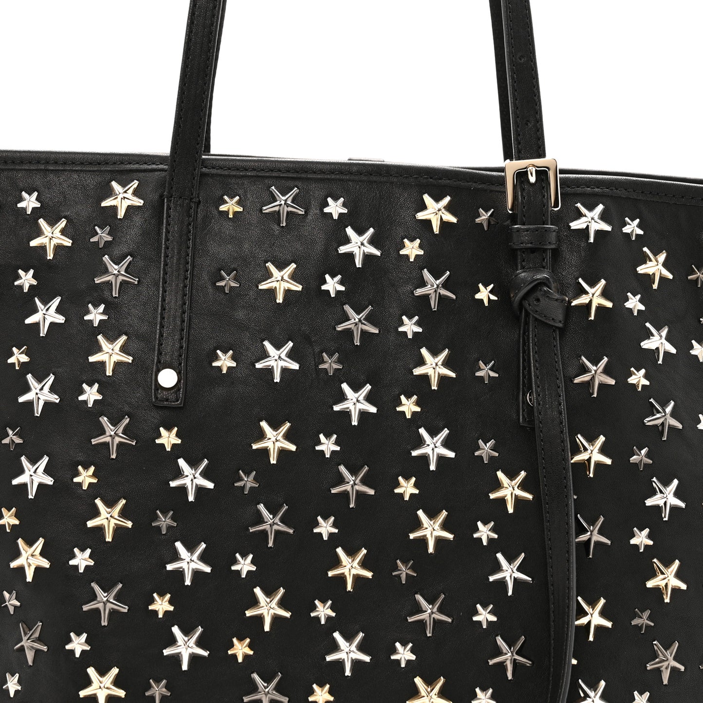 Calfskin Star Studded Tote Black