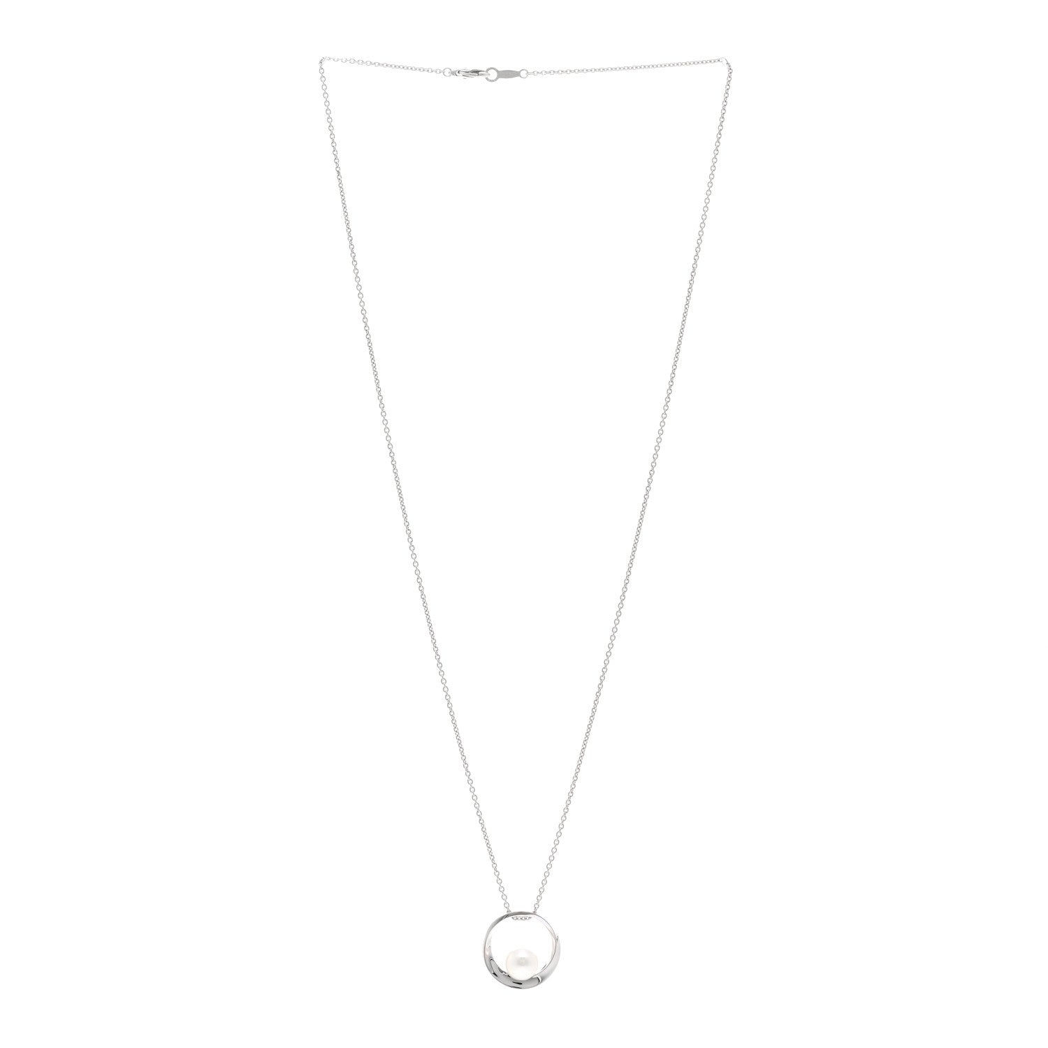 Mikimoto 18K White Gold Akoya Pearl 7mm Circle Pendant Necklace 3 of 4