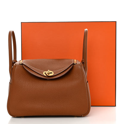 Hermes Taurillon Clemence Lindy 26 Gold 11 of 11