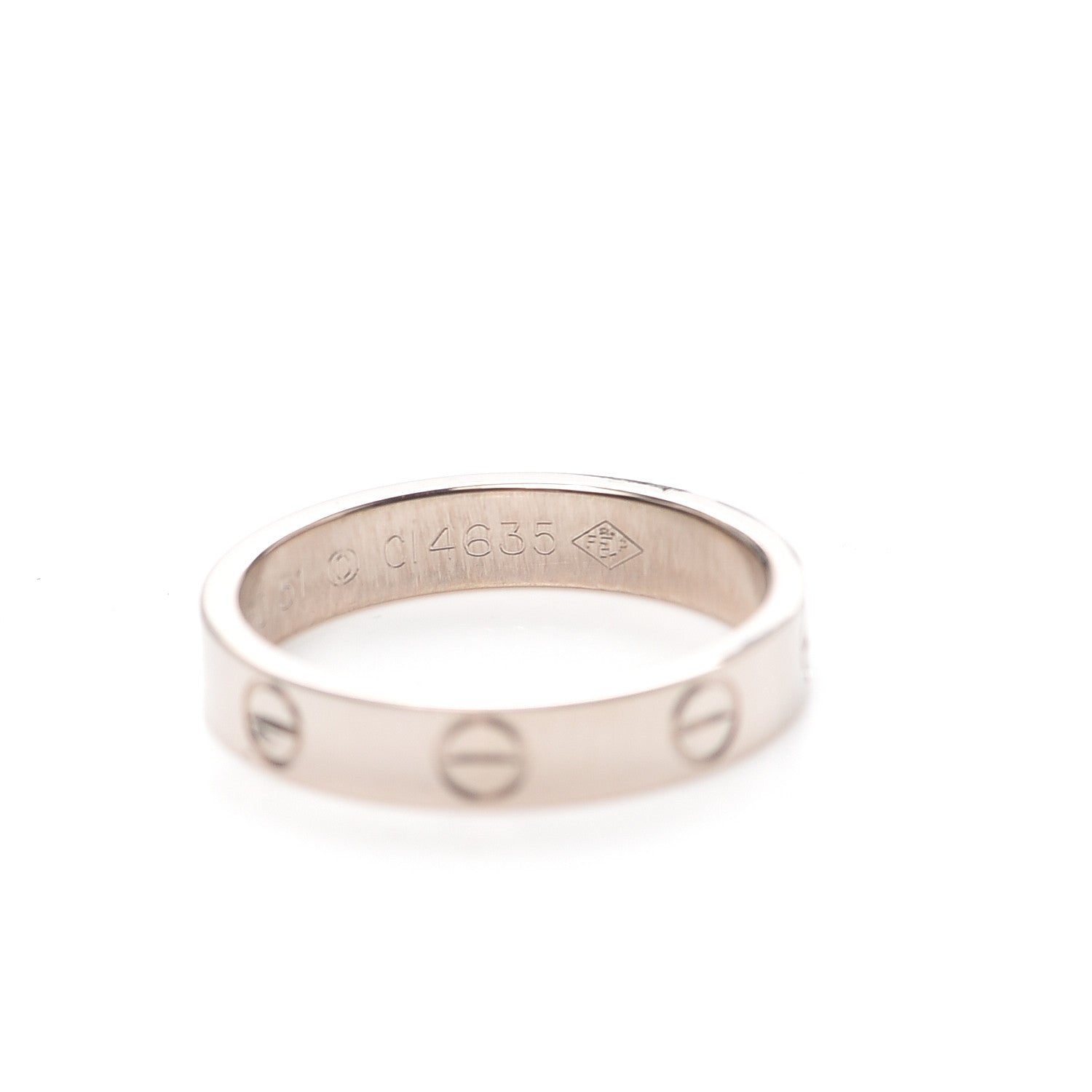 Cartier 18K White Gold 3.5mm LOVE Wedding Band Ring 51 5.75 5 of 5