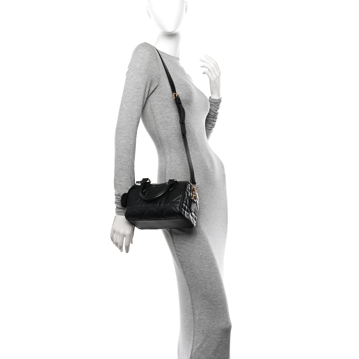 Christian Dior Calfskin Macrocannage Groove 20 Bag Black 2 of 9